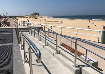 handrails for ramp at commercial beach | contemporary stainless solutions Newcastle