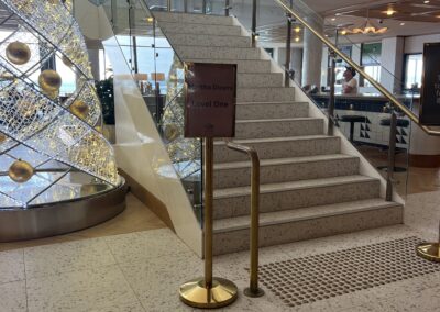 12mm Glass and Brass Handrails - Main Staircase